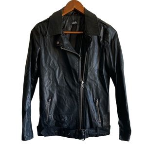 Dotti Black Faux Leather Moto Jacket Size 6 Women's